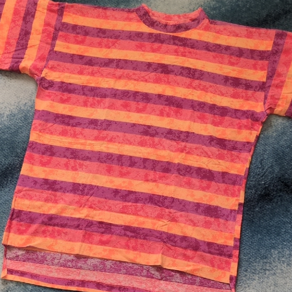 Vibrant Orange and Purple Short Sleeve Tee